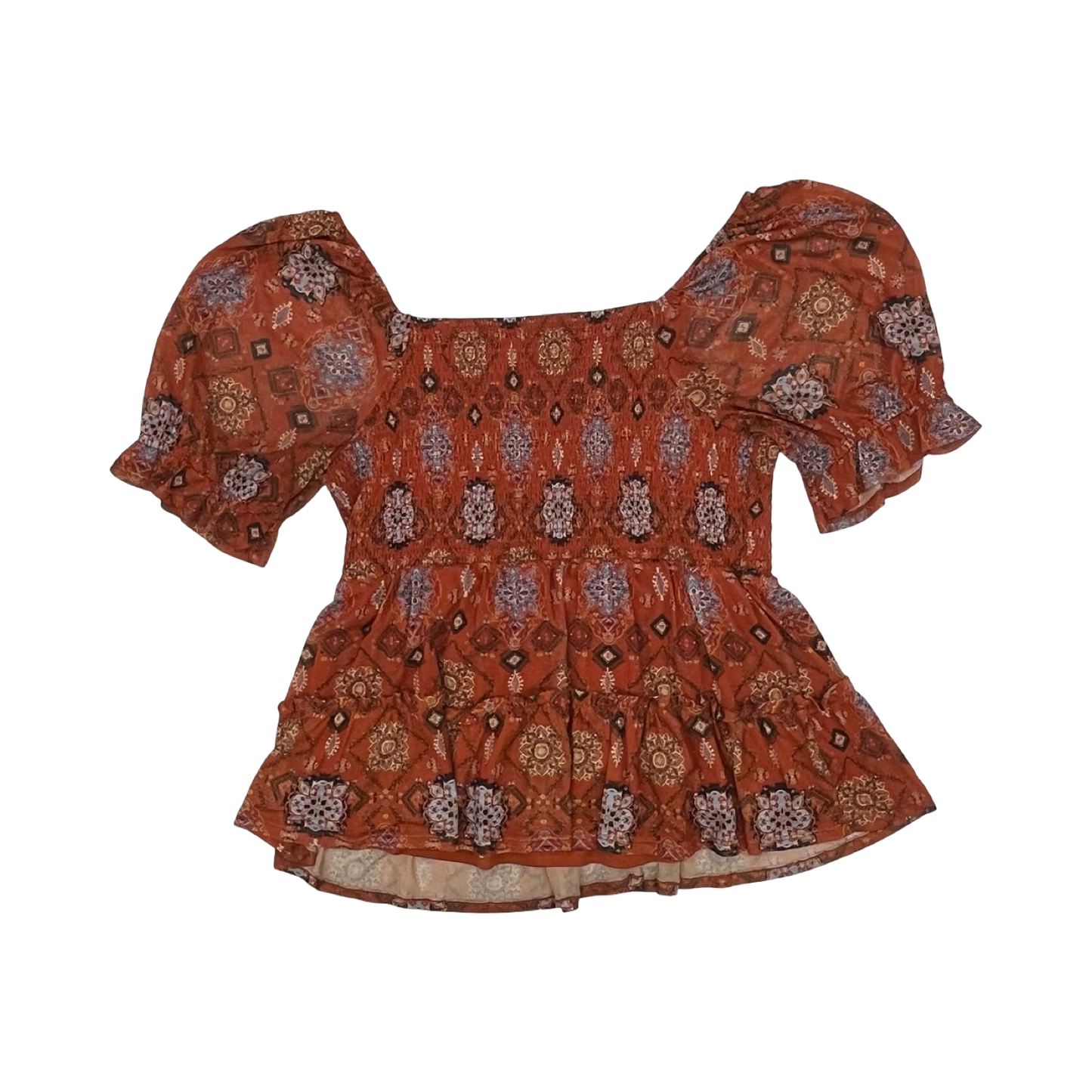 Blouse Ss By Maurices In Blue & Orange, Size:Xl