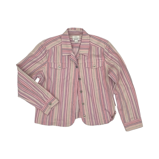 Jacket Shirt By Christopher And Banks In Pink & Purple, Size:Xl
