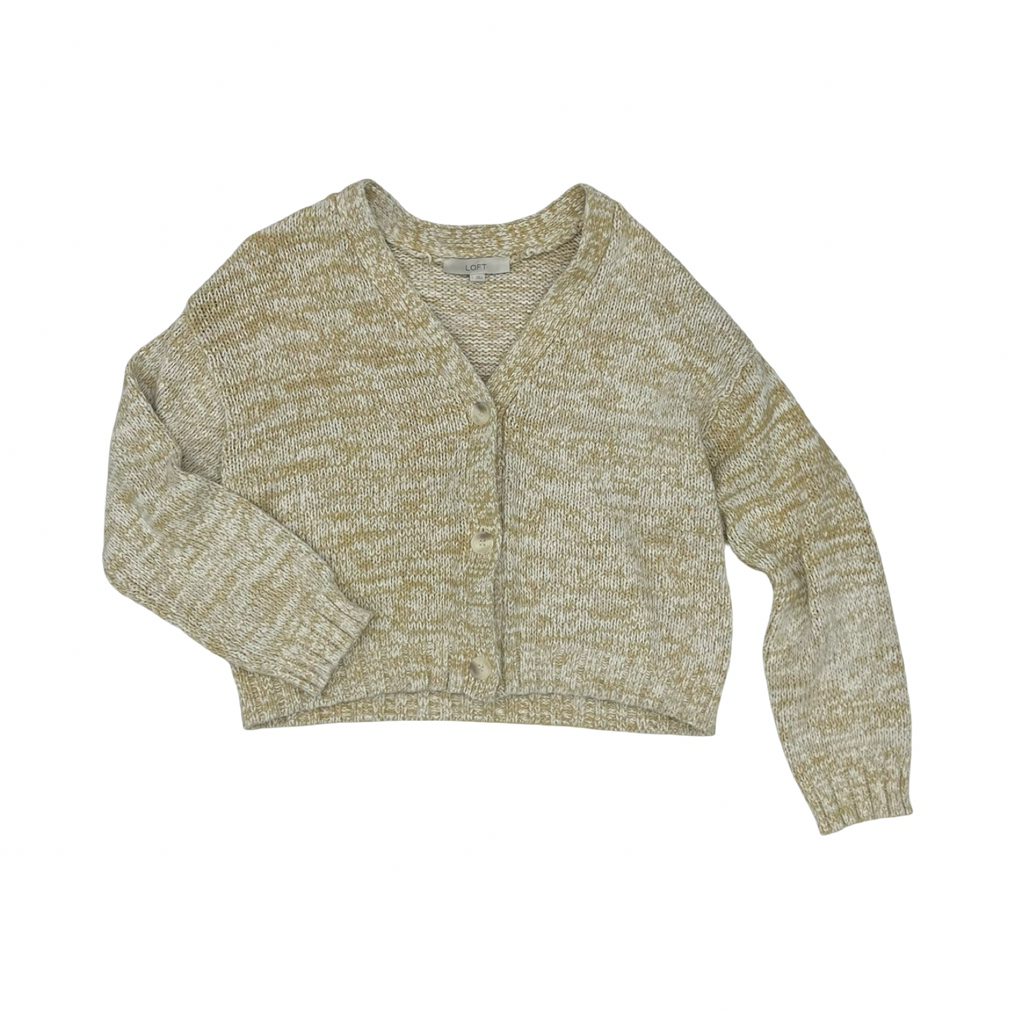 Sweater Cardigan By Loft In Tan, Size:L