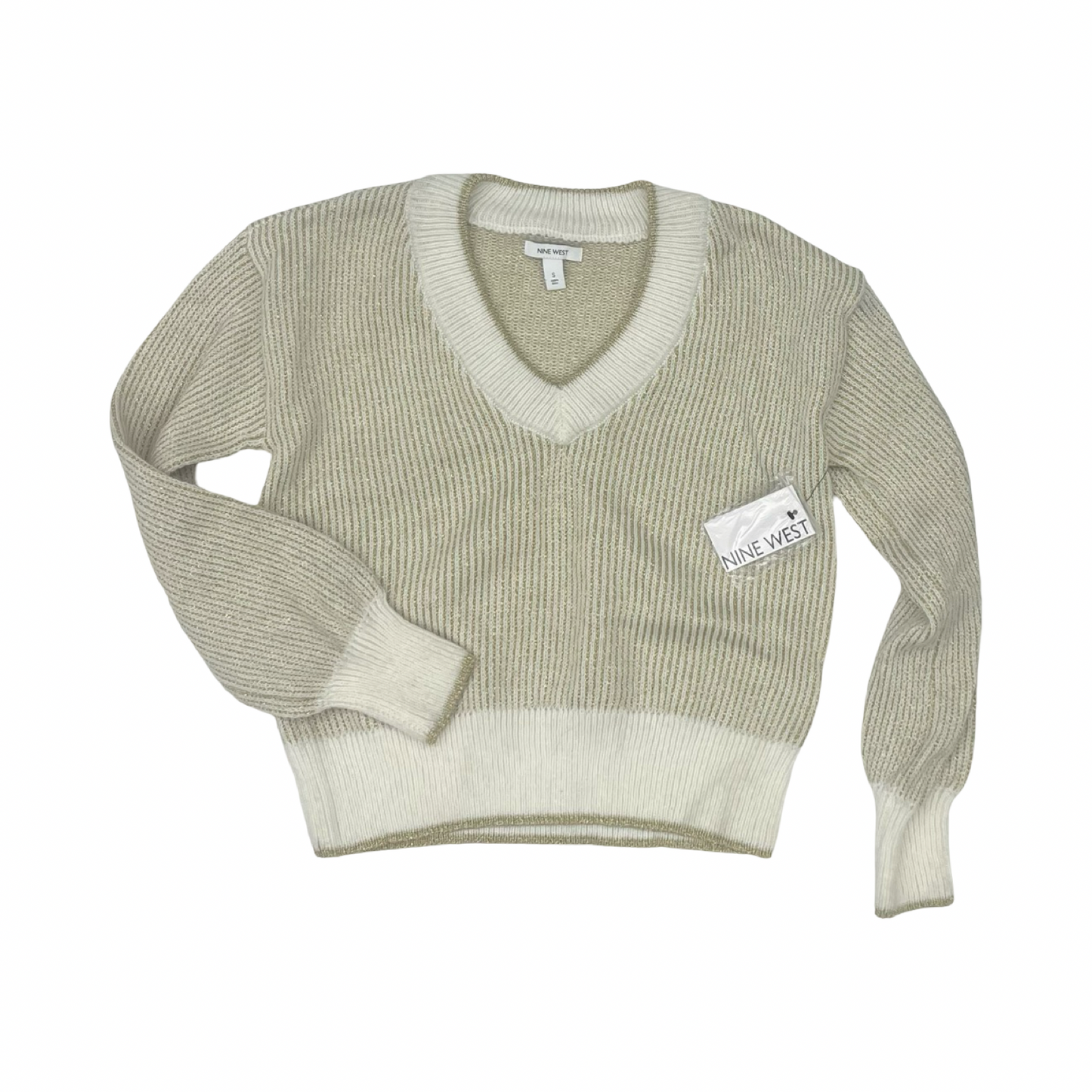 Sweater By Nine West In Gold & White, Size:S
