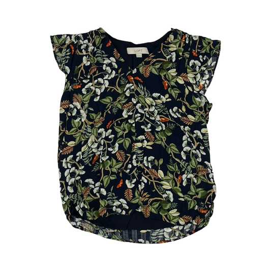Blouse Ss By Loft In Blue & Green, Size:Xsp