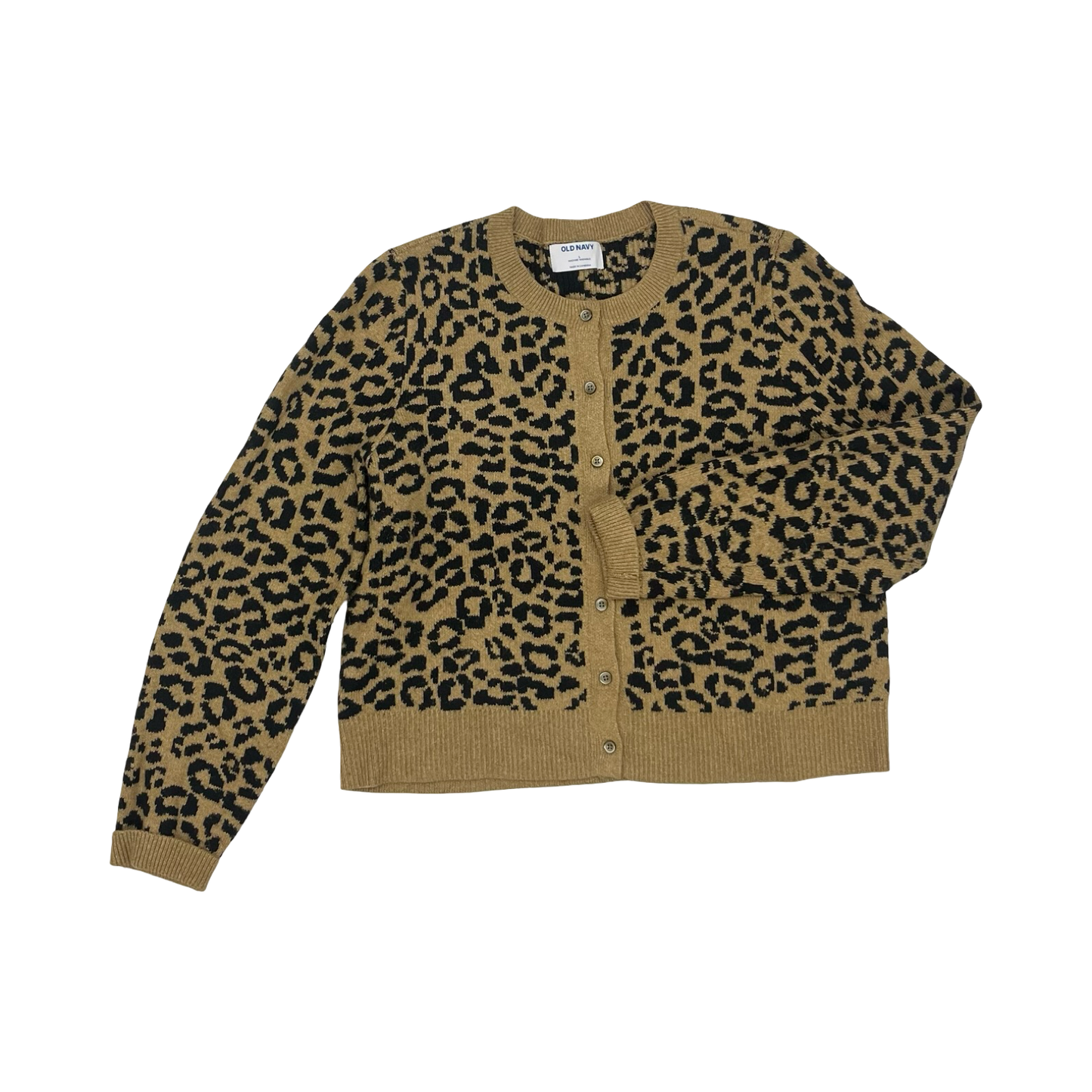 Sweater Cardigan By Old Navy In Leopard Print, Size:L