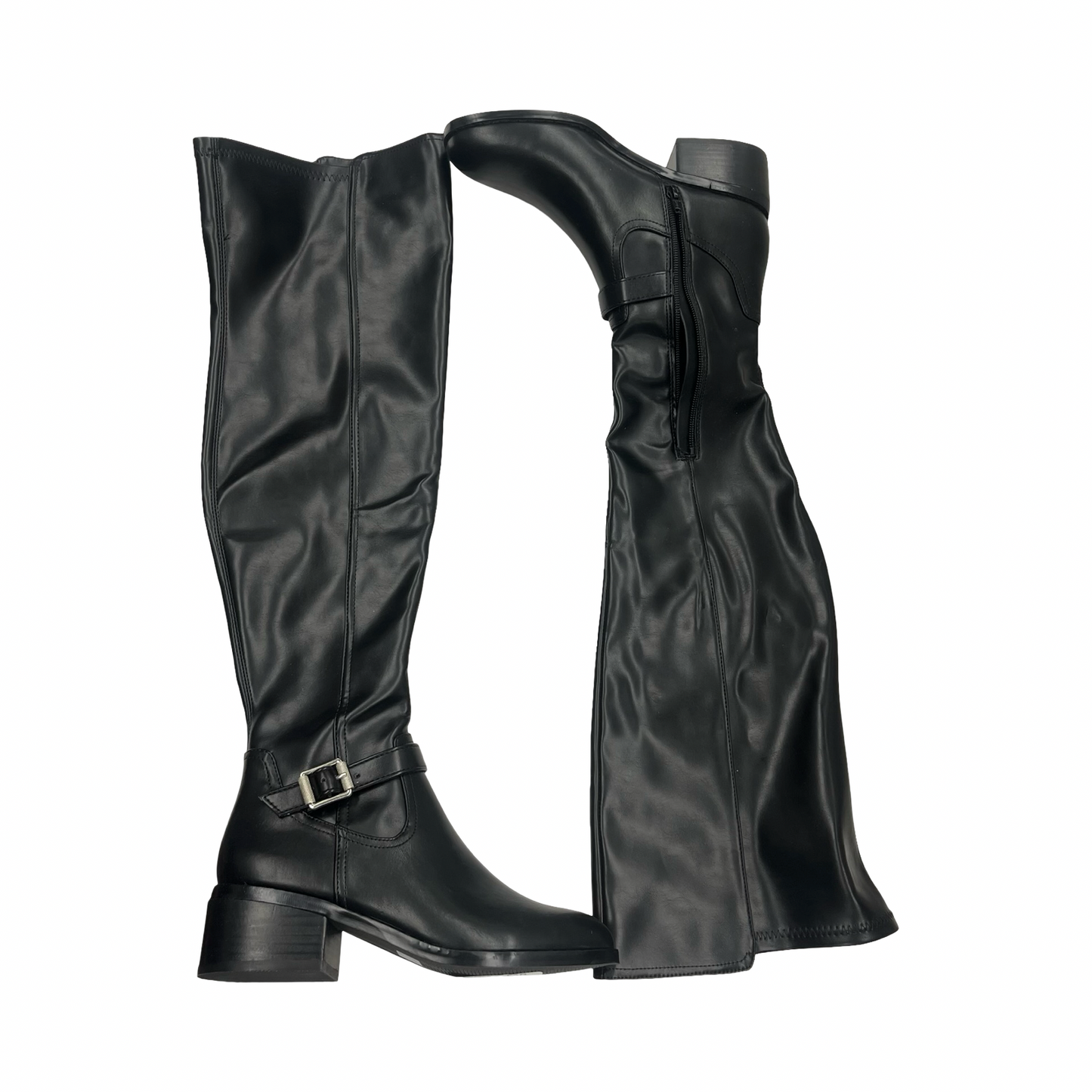 Boots Knee Heels By Clothes Mentor In Black, Size:6.5