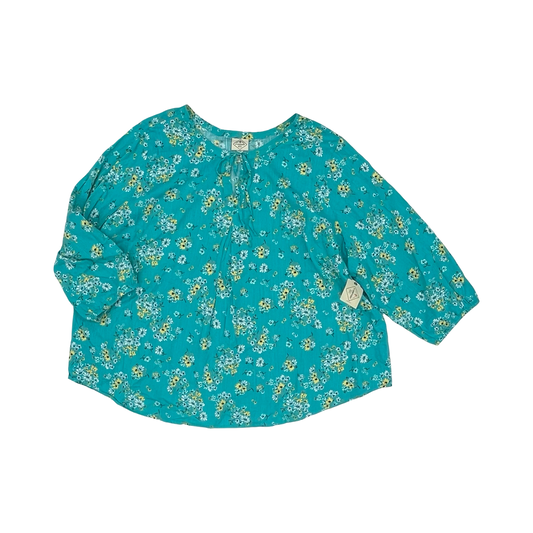 Blouse 3/4 Sleeve By St Johns Bay In Green, Size:2X
