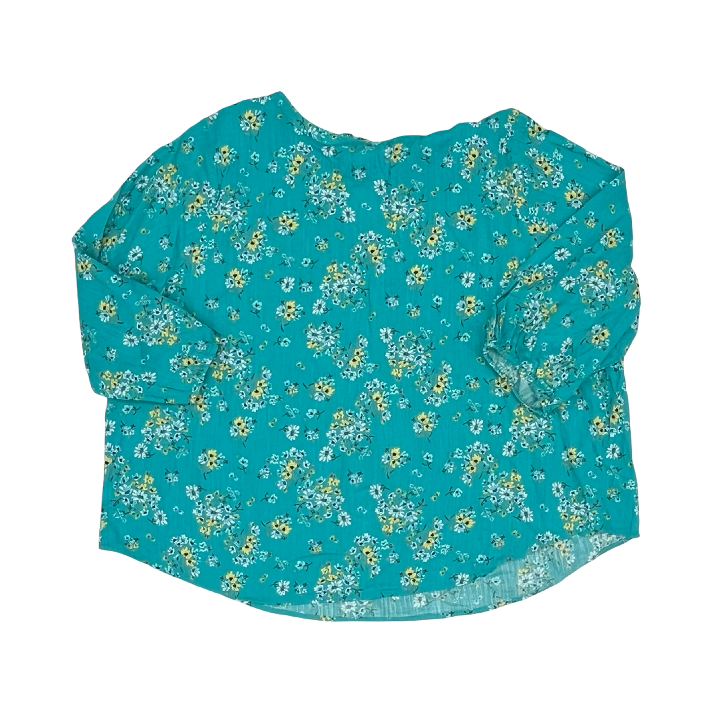 Blouse 3/4 Sleeve By St Johns Bay In Green, Size:2X