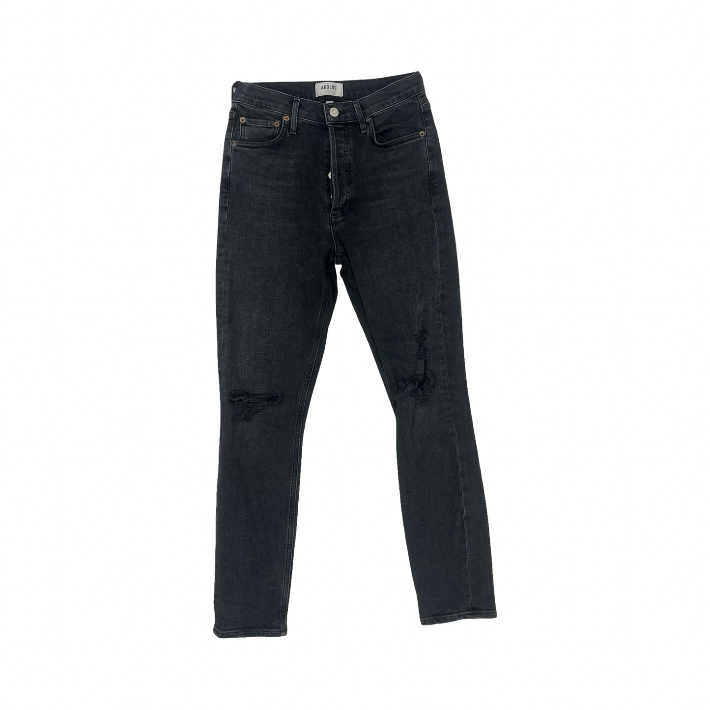 Jeans Skinny By Agolde In Black Denim, Size:2