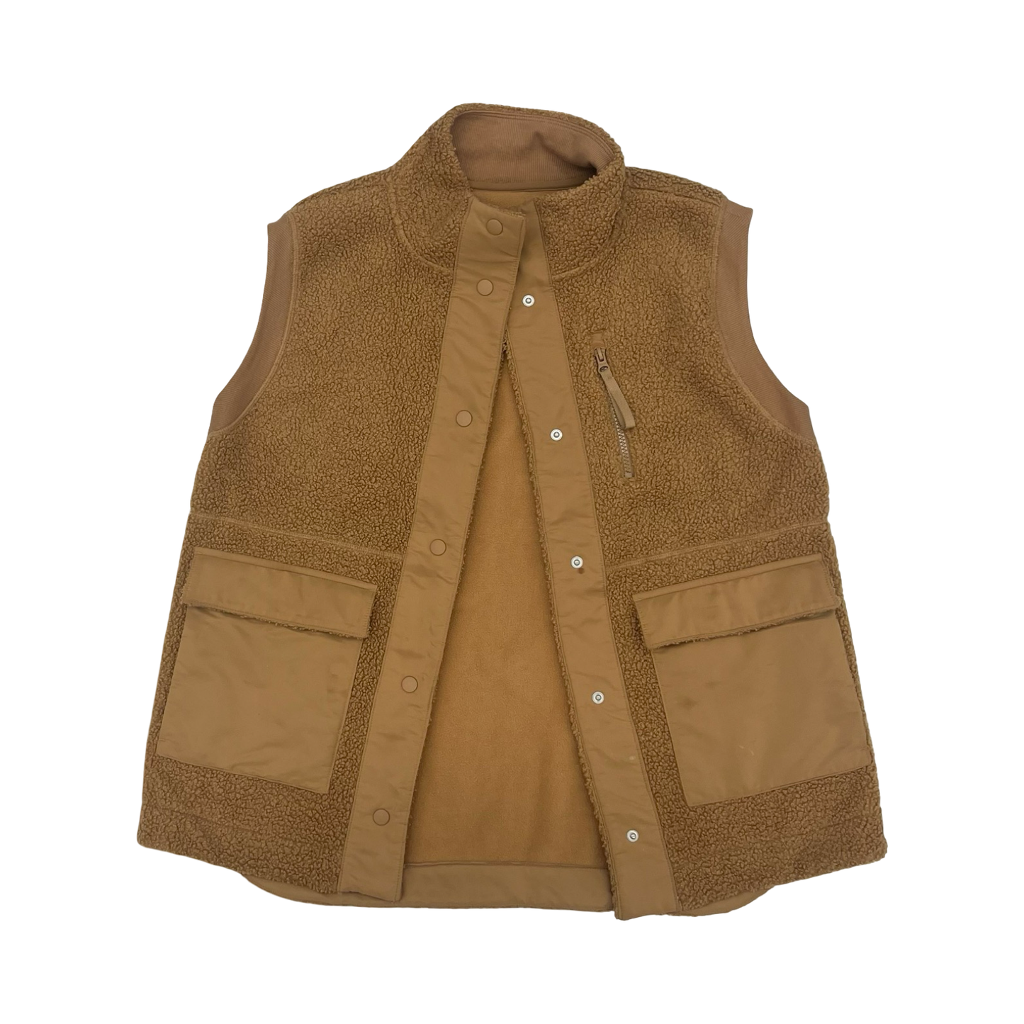 Vest Faux Fur & Sherpa By Flx In Brown, Size:M