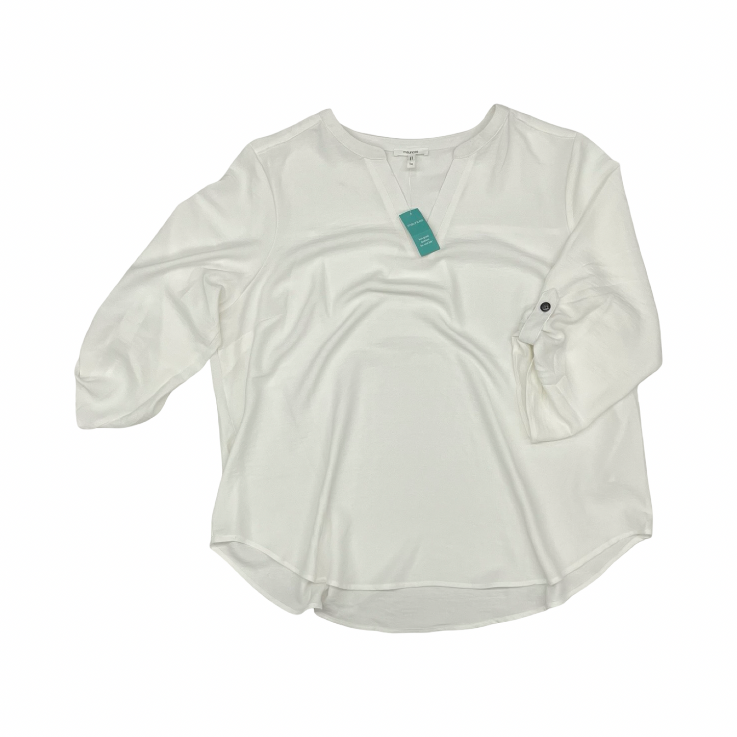 Blouse 3/4 Sleeve By Maurices In Cream, Size:1X