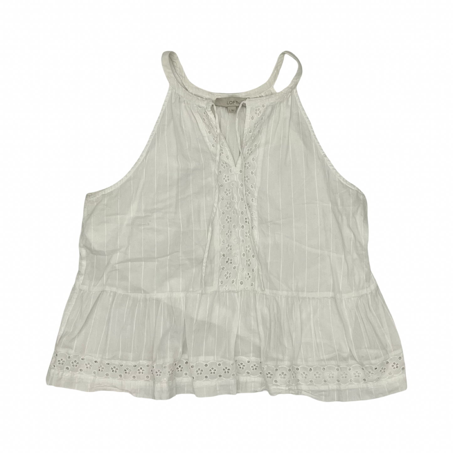 Blouse Sleeveless By Loft In White, Size:L