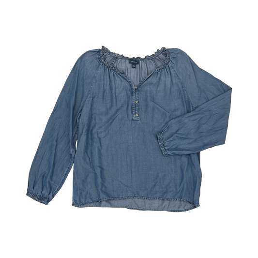 Blouse Ls By J. Jill In Blue Denim, Size:M