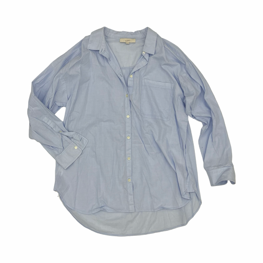 Blouse Ls By Loft In Blue, Size:Xl