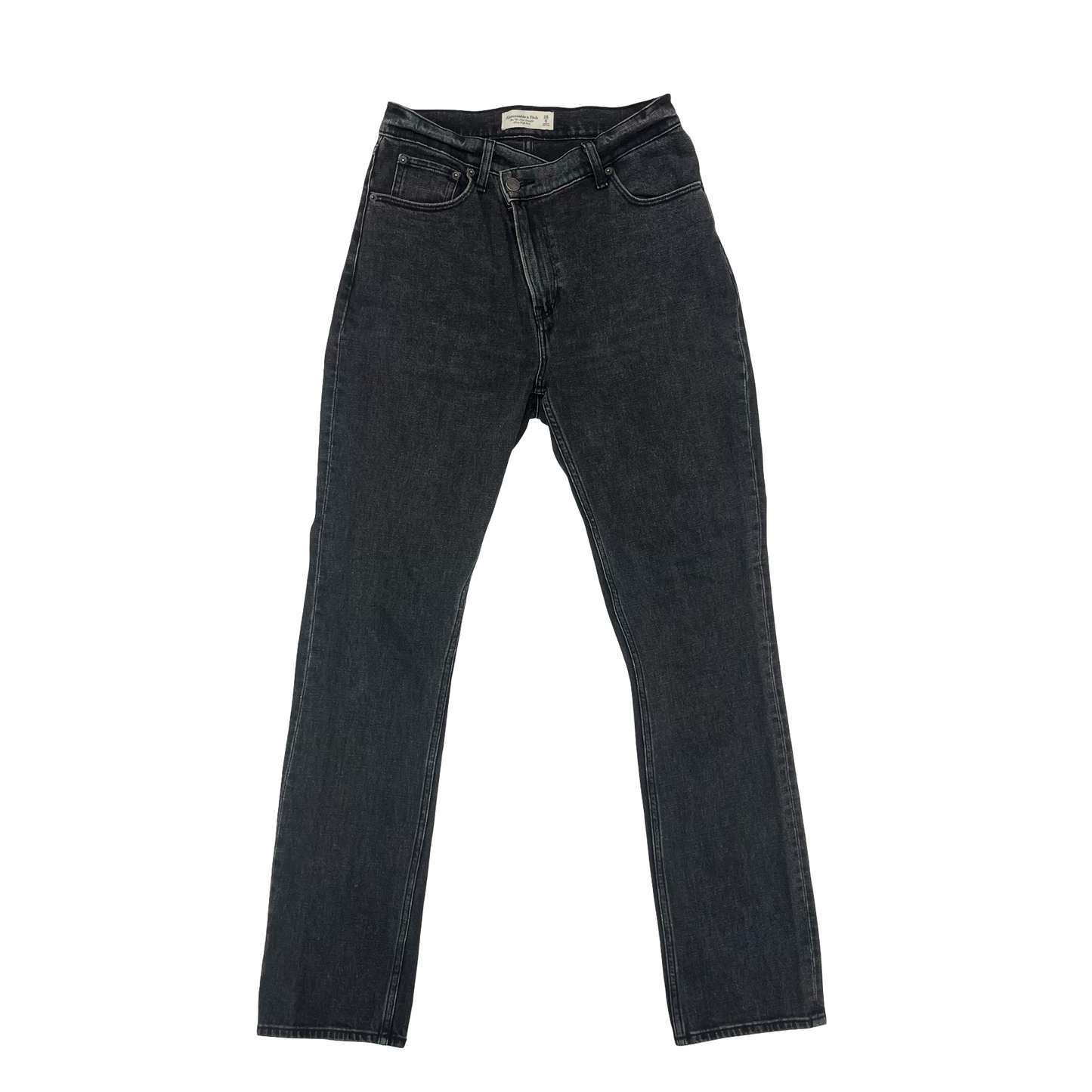 Jeans Straight By Abercrombie And Fitch In Black Denim, Size:6