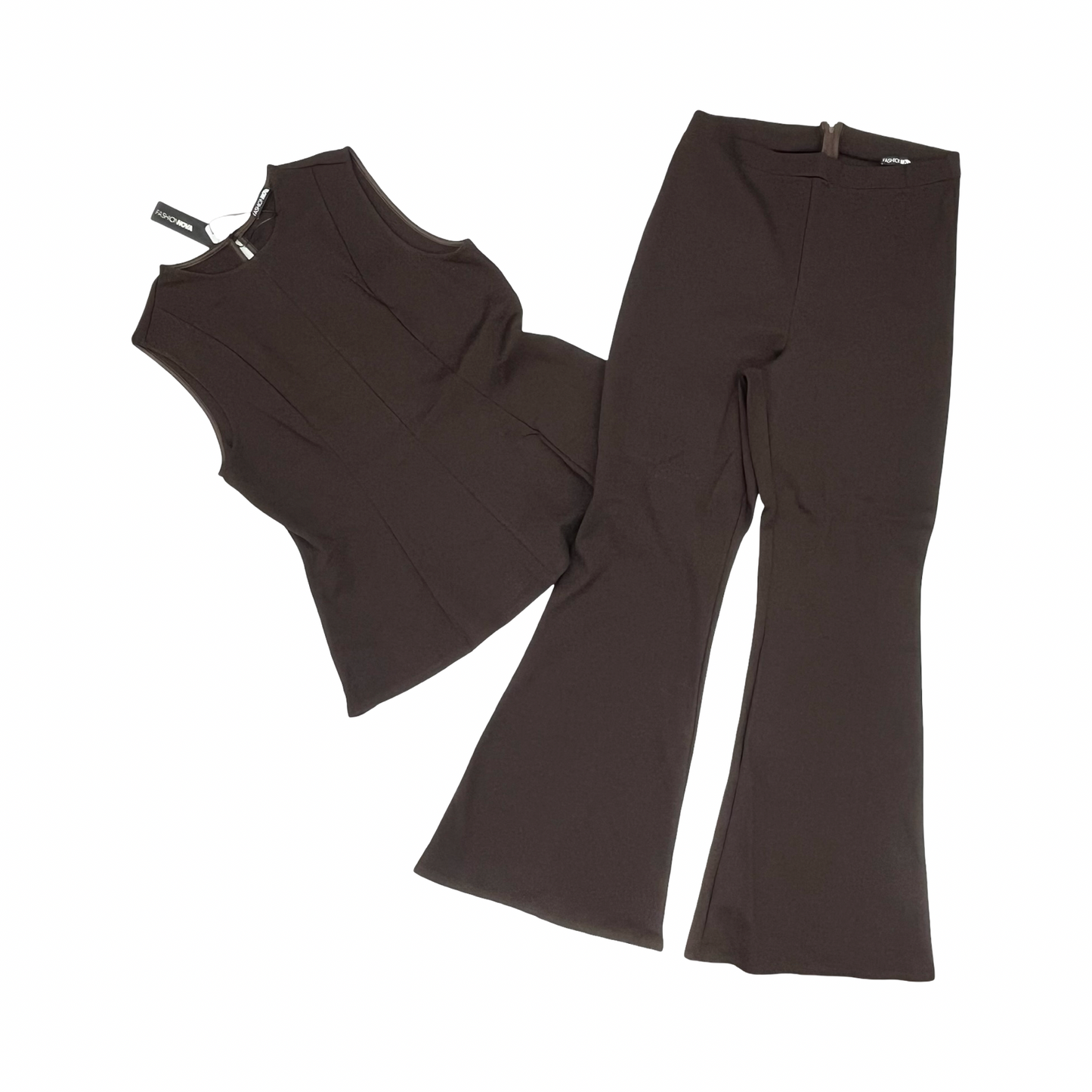 Pants Set 2Pc By Fashion Nova In Brown, Size:1X