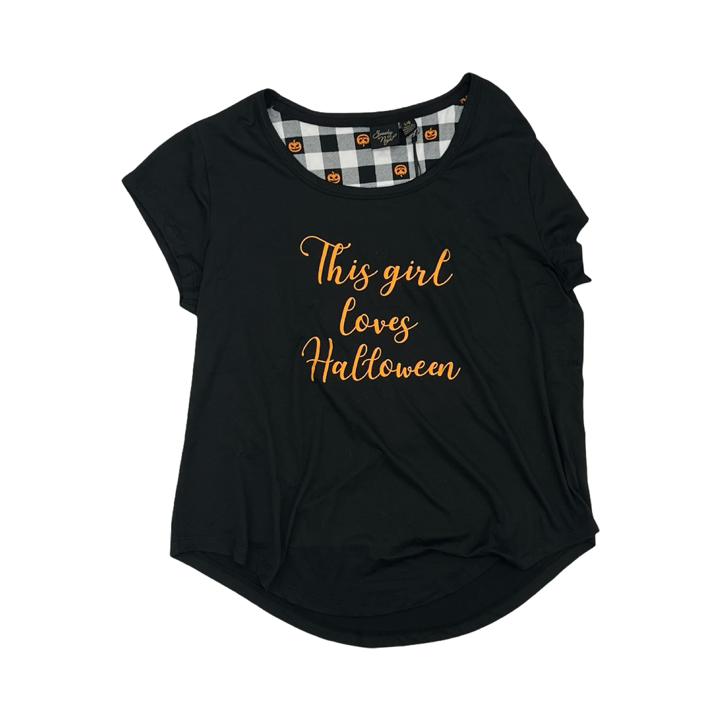 Top Ss By Clothes Mentor In Black & Orange, Size:L