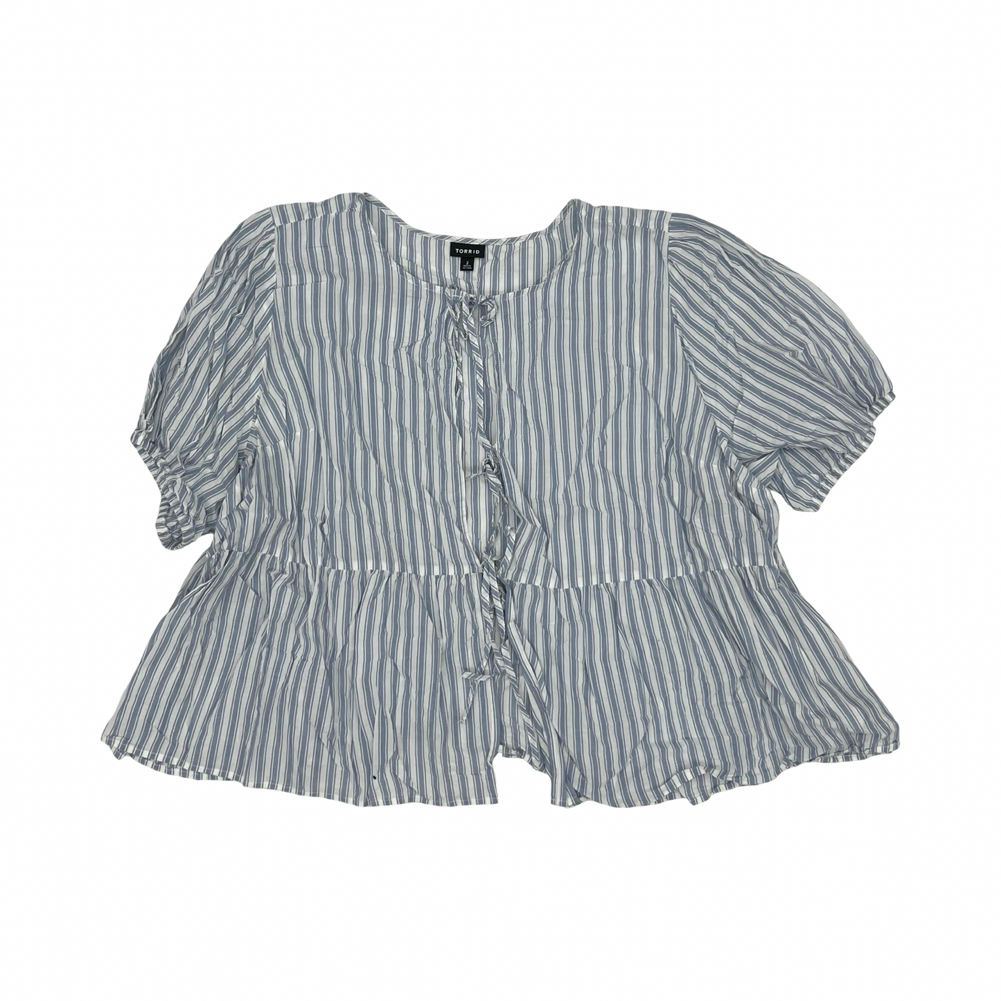 Blouse Ss By Torrid In Blue & White