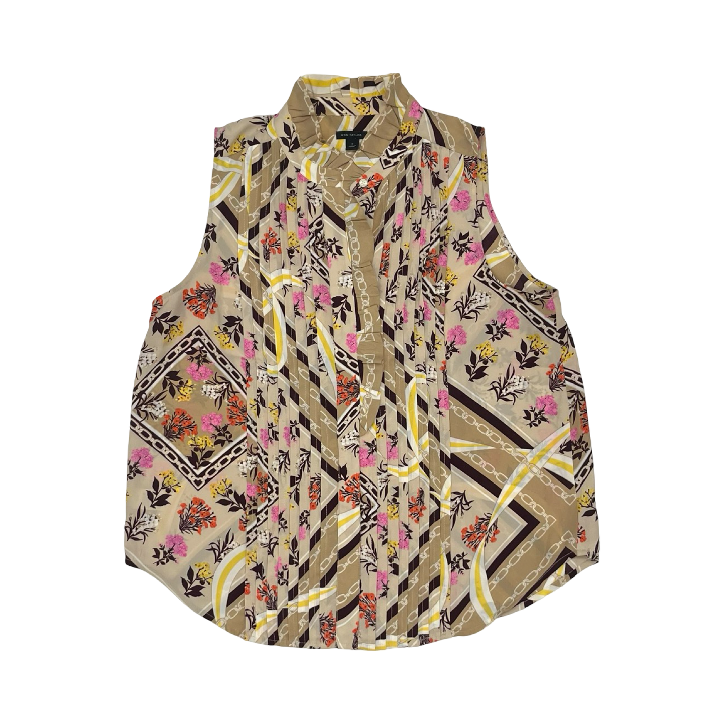 Blouse Sleeveless By Ann Taylor In Brown, Size:M