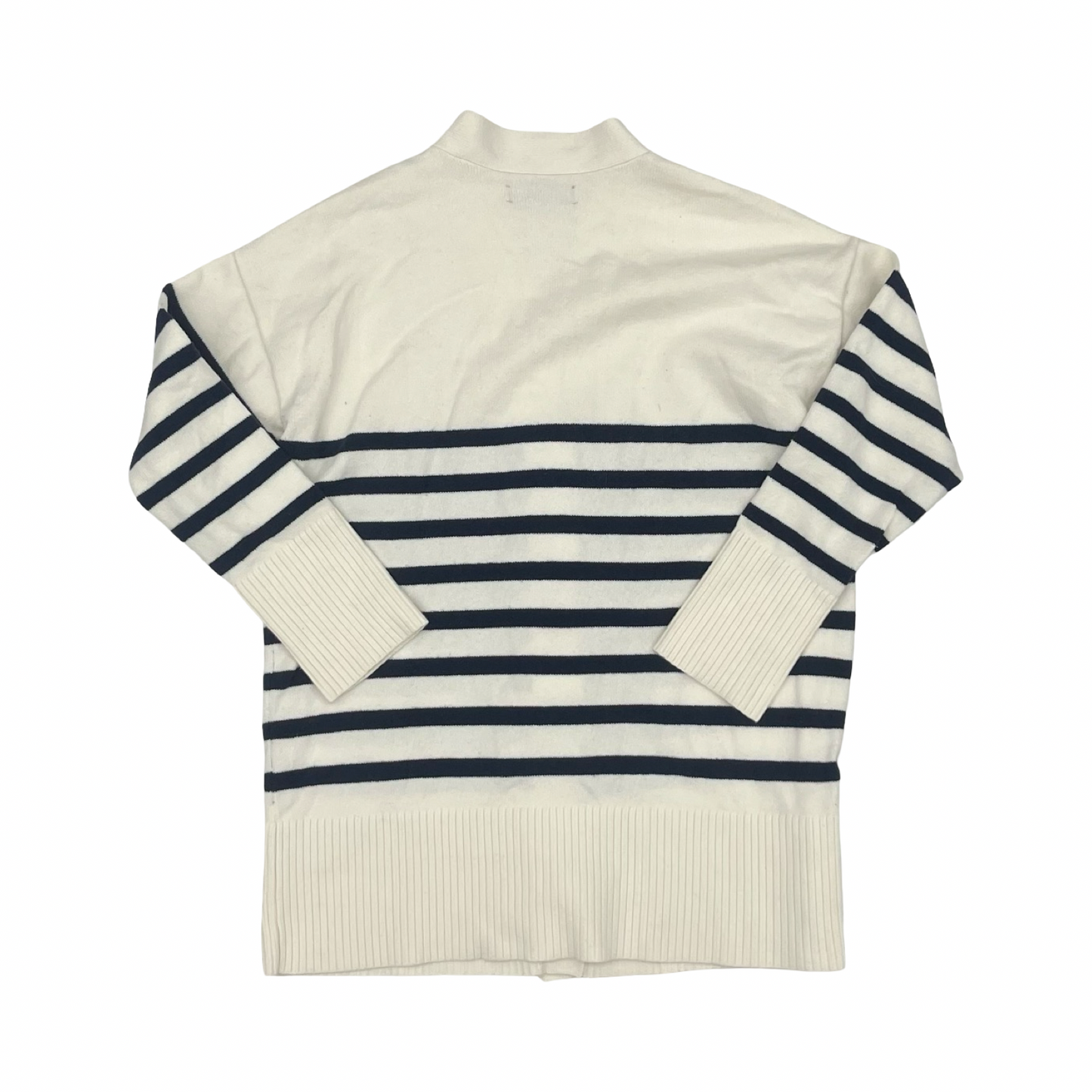 Sweater Cardigan By Loft In Blue & Cream, Size:M