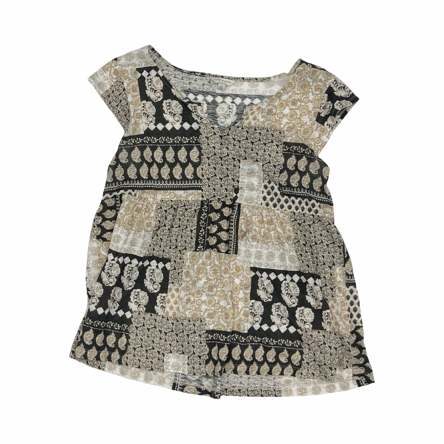 Top Ss By Lucky Brand In Cream & Grey, Size:L