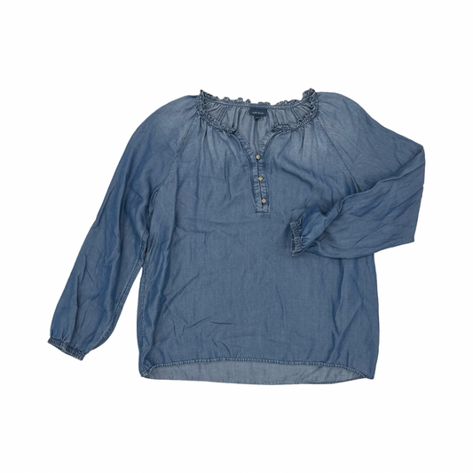 Blouse Ls By J. Jill In Blue Denim, Size:S