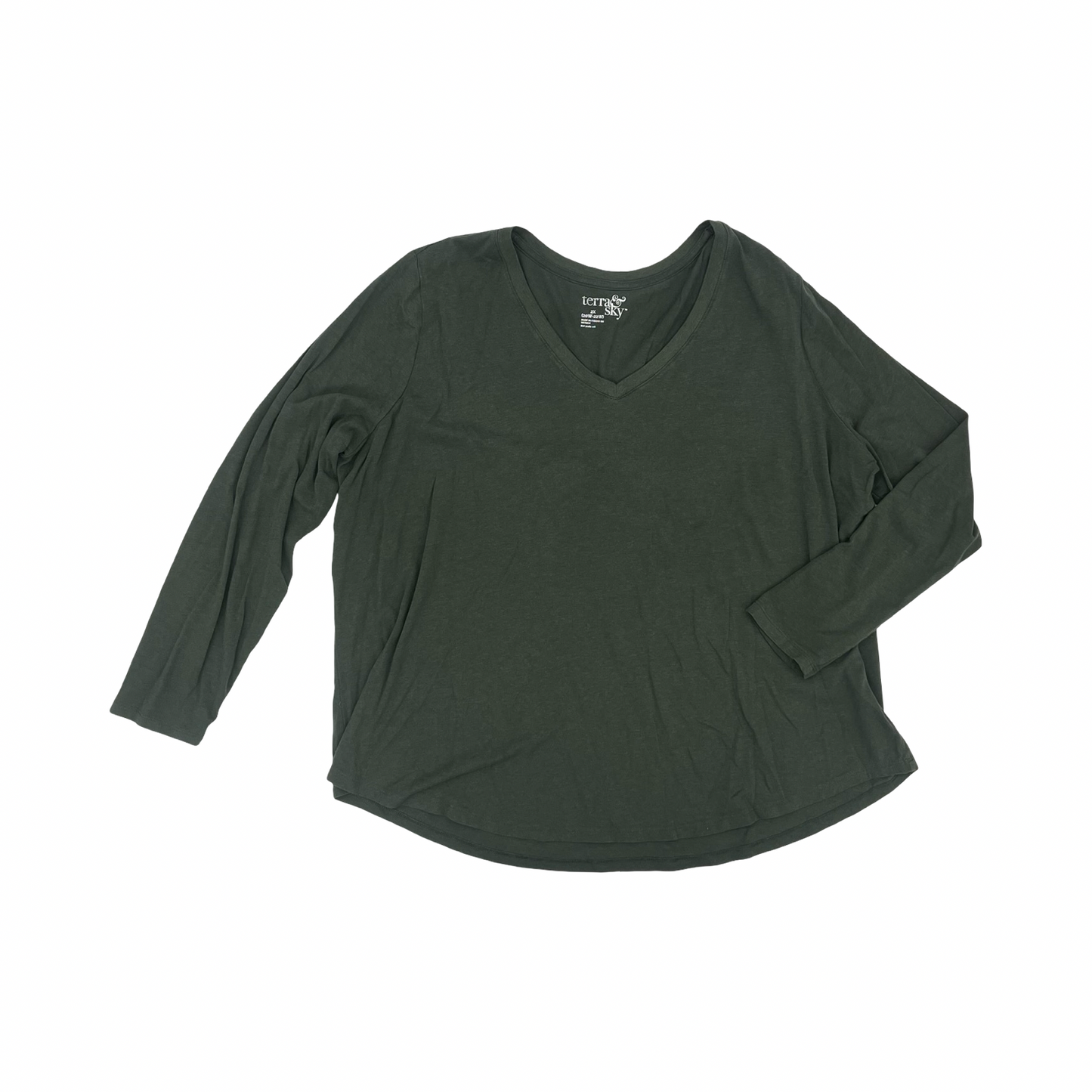 Top Ls By Terra & Sky In Green, Size:2X