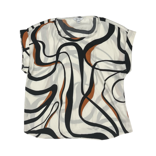 Blouse Ss By Nine West In Brown & Cream, Size:L