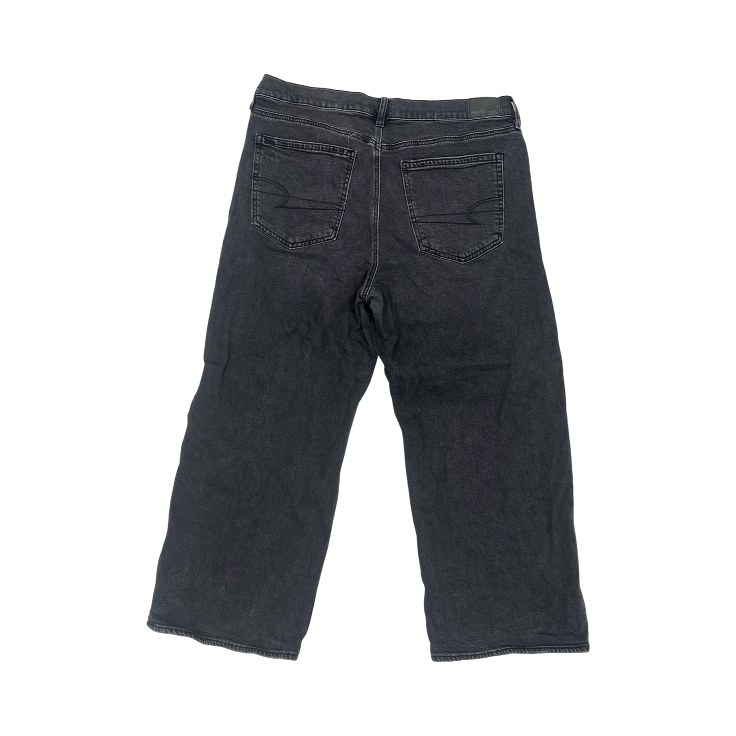 Jeans Straight By American Eagle In Black Denim, Size:12