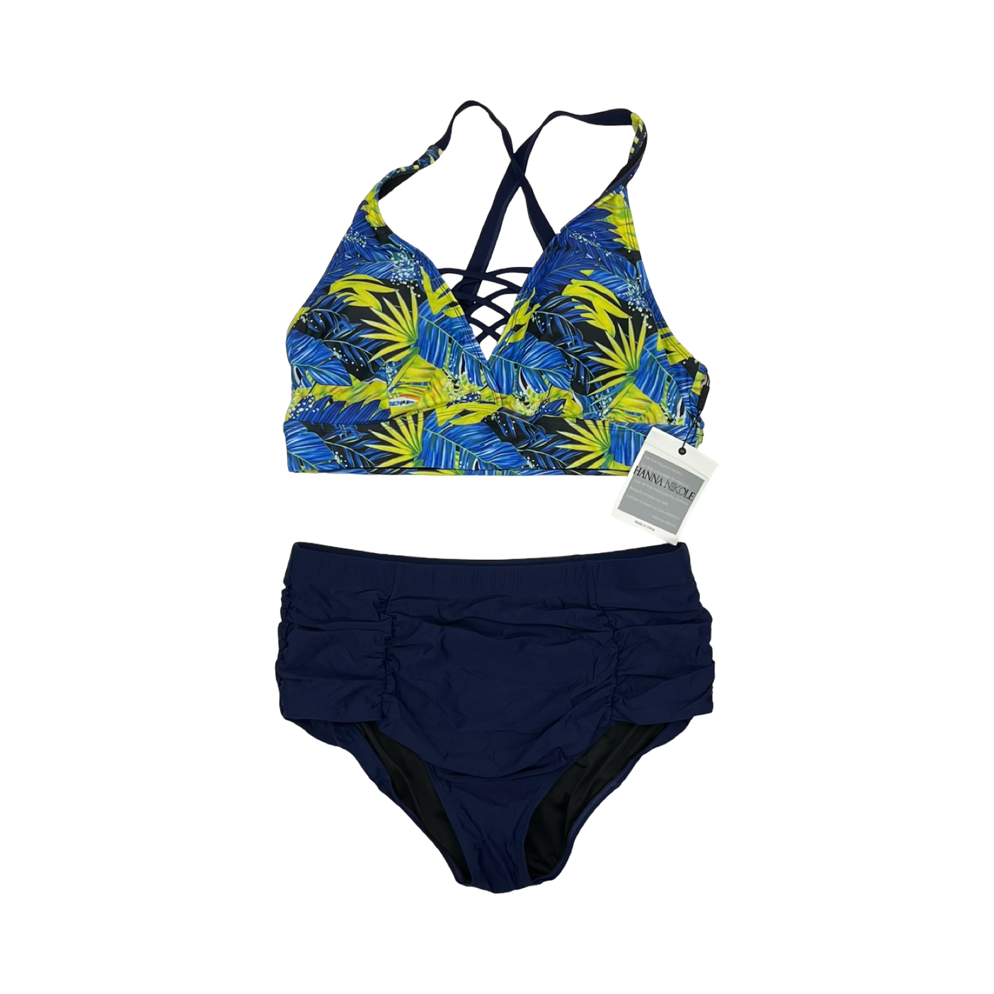 Swimsuit 2Pc By Clothes Mentor In Blue & Green, Size:18