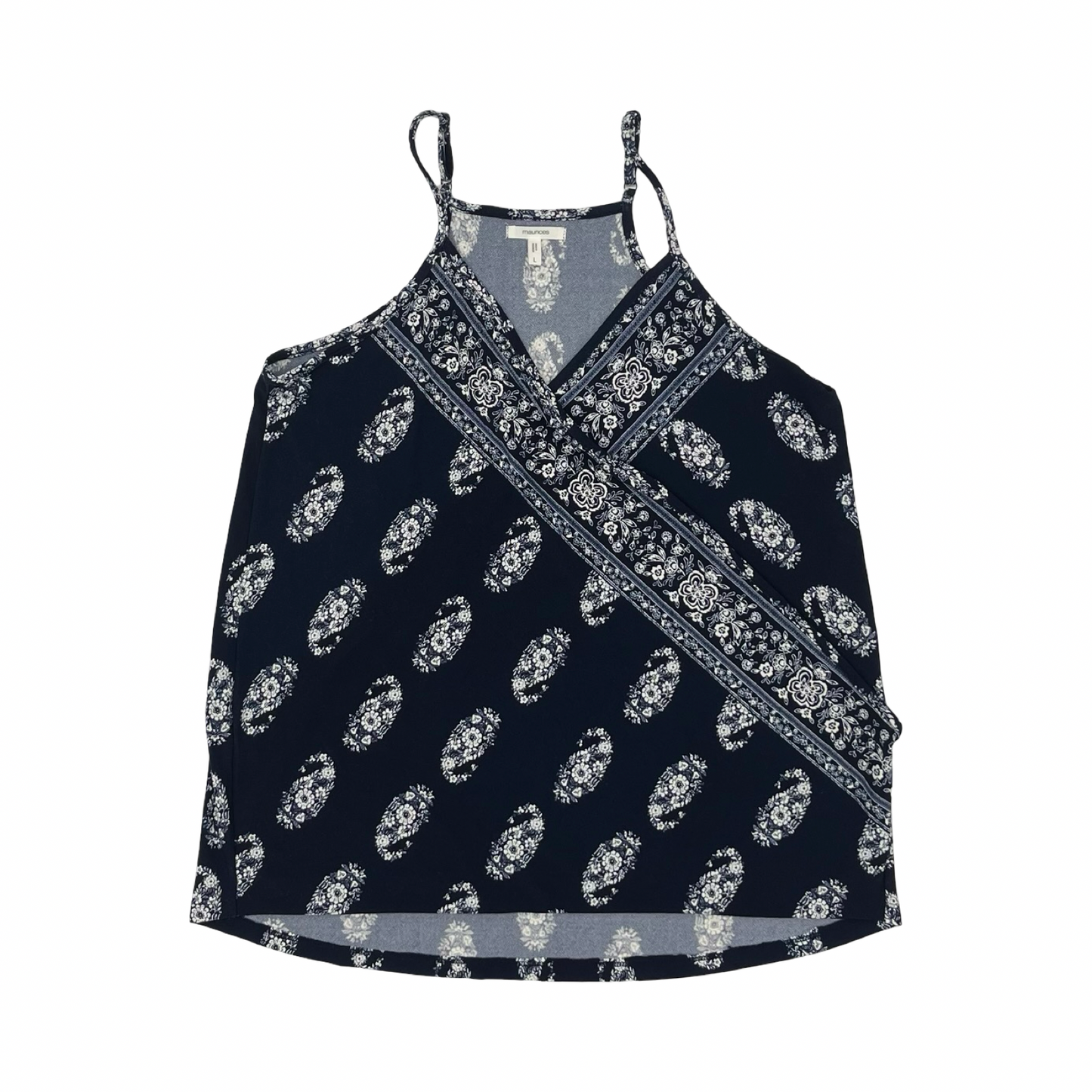 Blouse Sleeveless By Maurices In Blue & White, Size:L