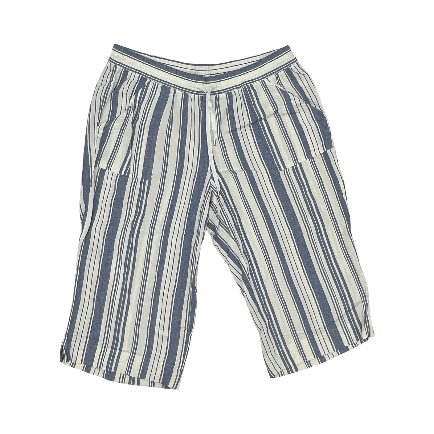 Pants Cropped By Clothes Mentor In Blue & White, Size:2X