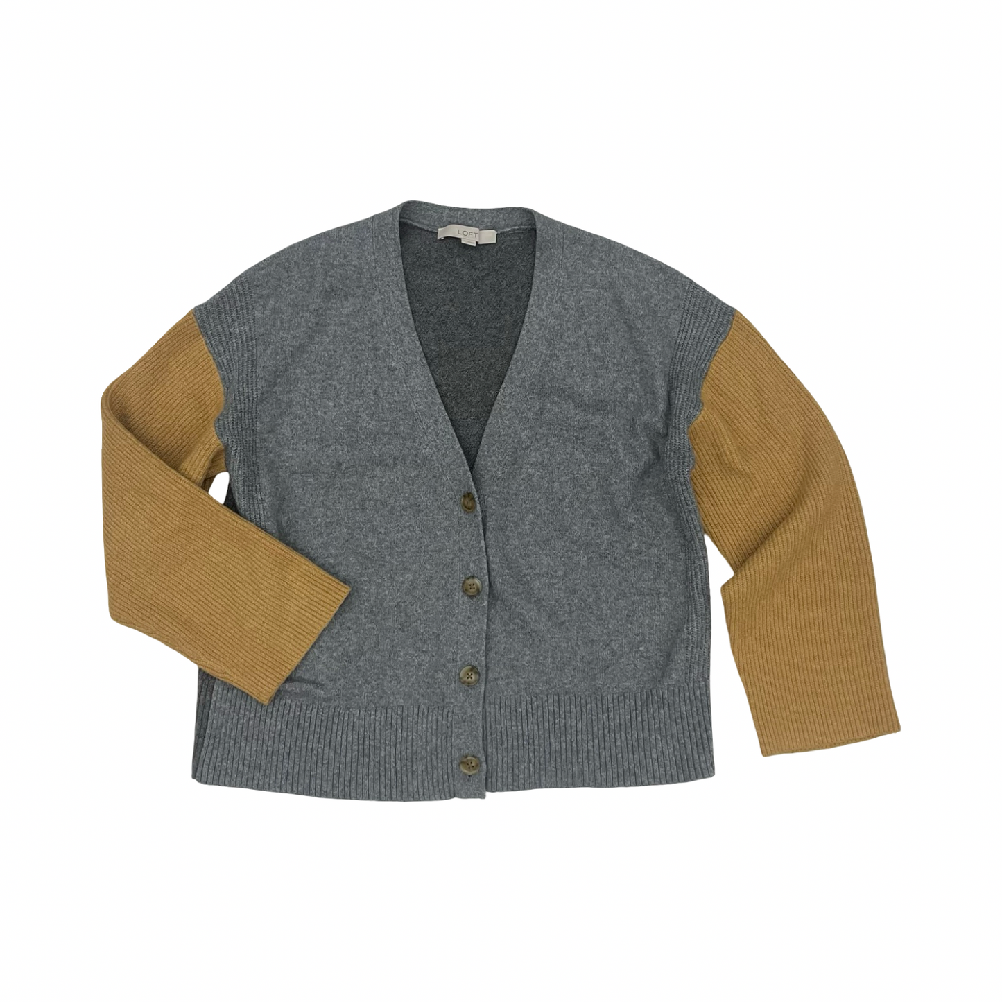 Sweater Cardigan By Loft In Grey, Size:L