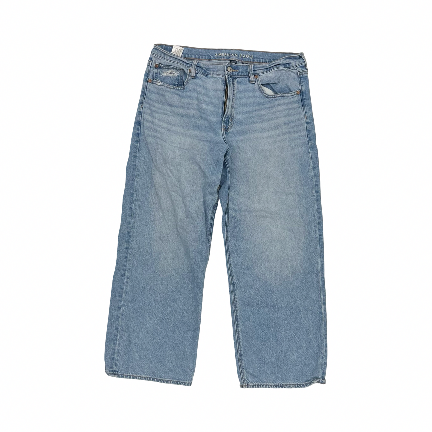 Jeans Straight By American Eagle In Blue Denim, Size:12