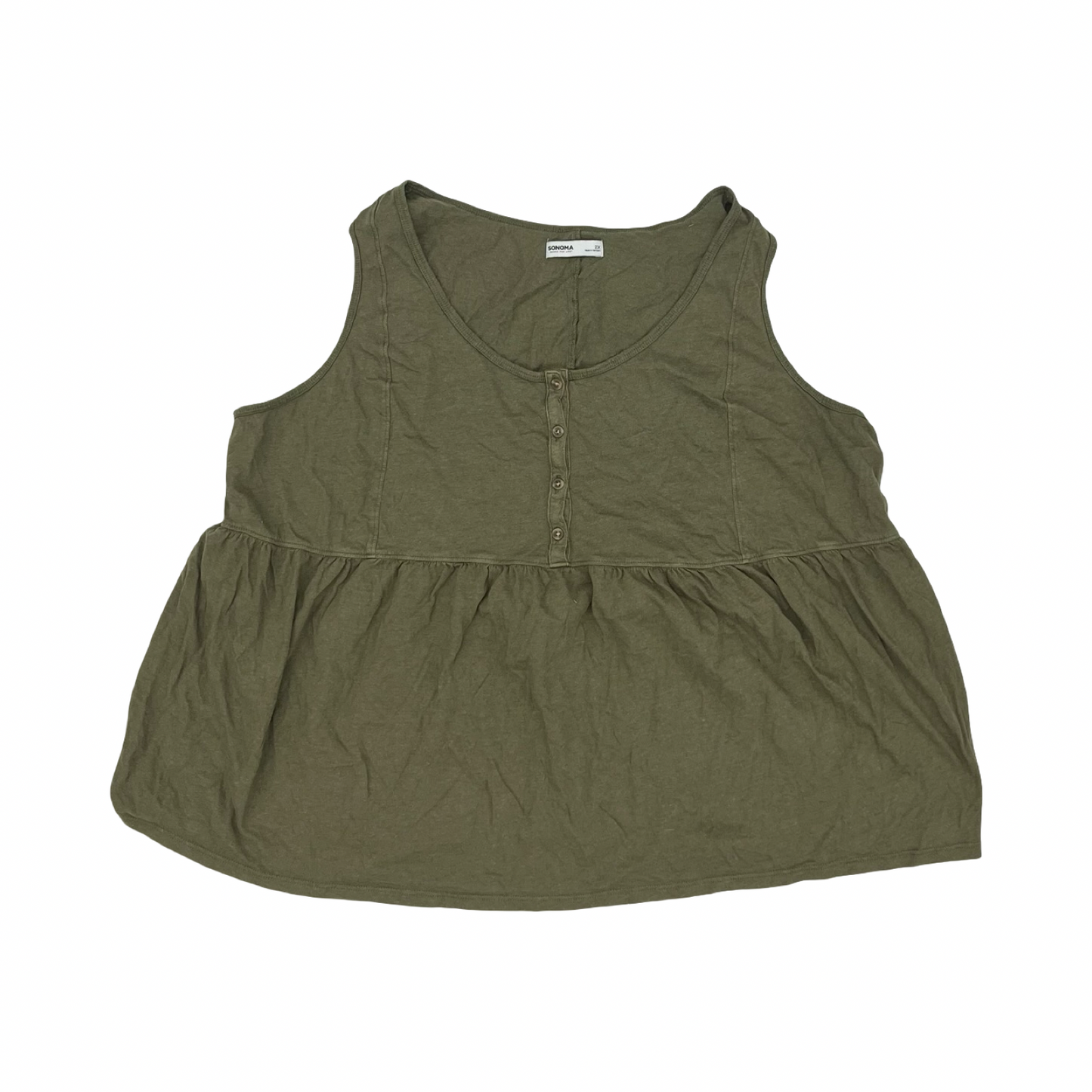 Top Sleeveless By Sonoma In Green, Size:2X