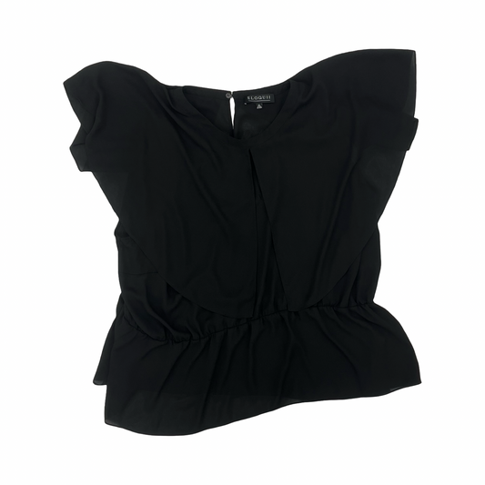 Blouse Ss By Eloquii In Black, Size:4X