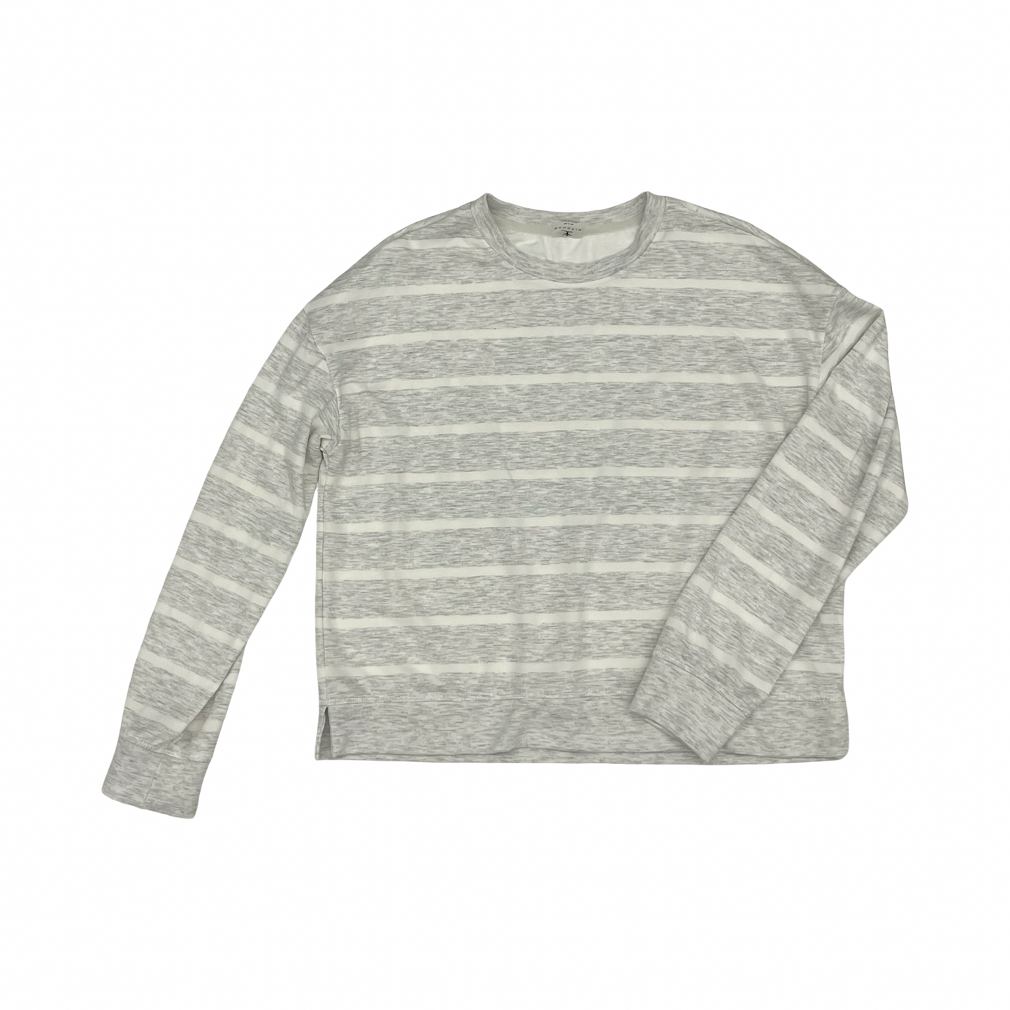 Athletic Top Ls Crewneck By Danskin In Grey & White, Size:M