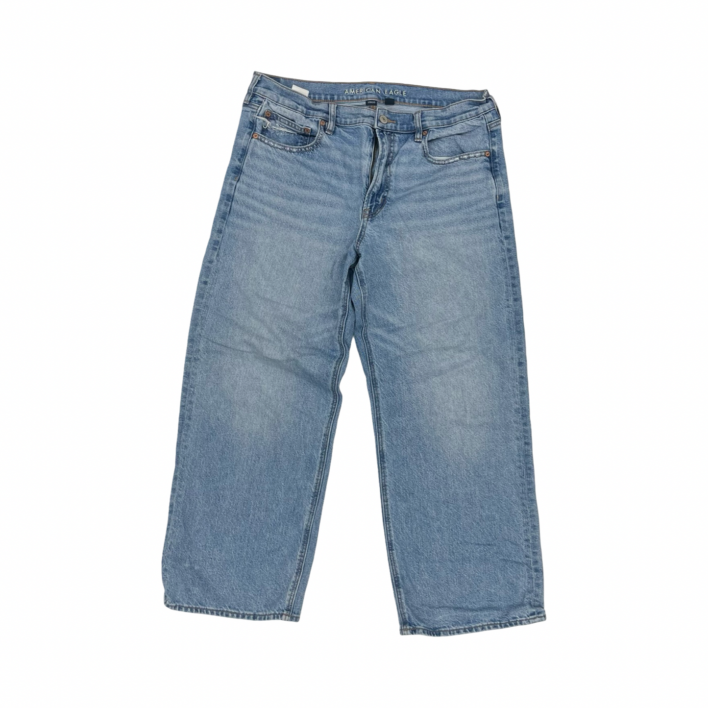 Jeans Straight By American Eagle In Blue Denim, Size:12