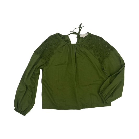 Blouse Ls By Loft In Green, Size:M