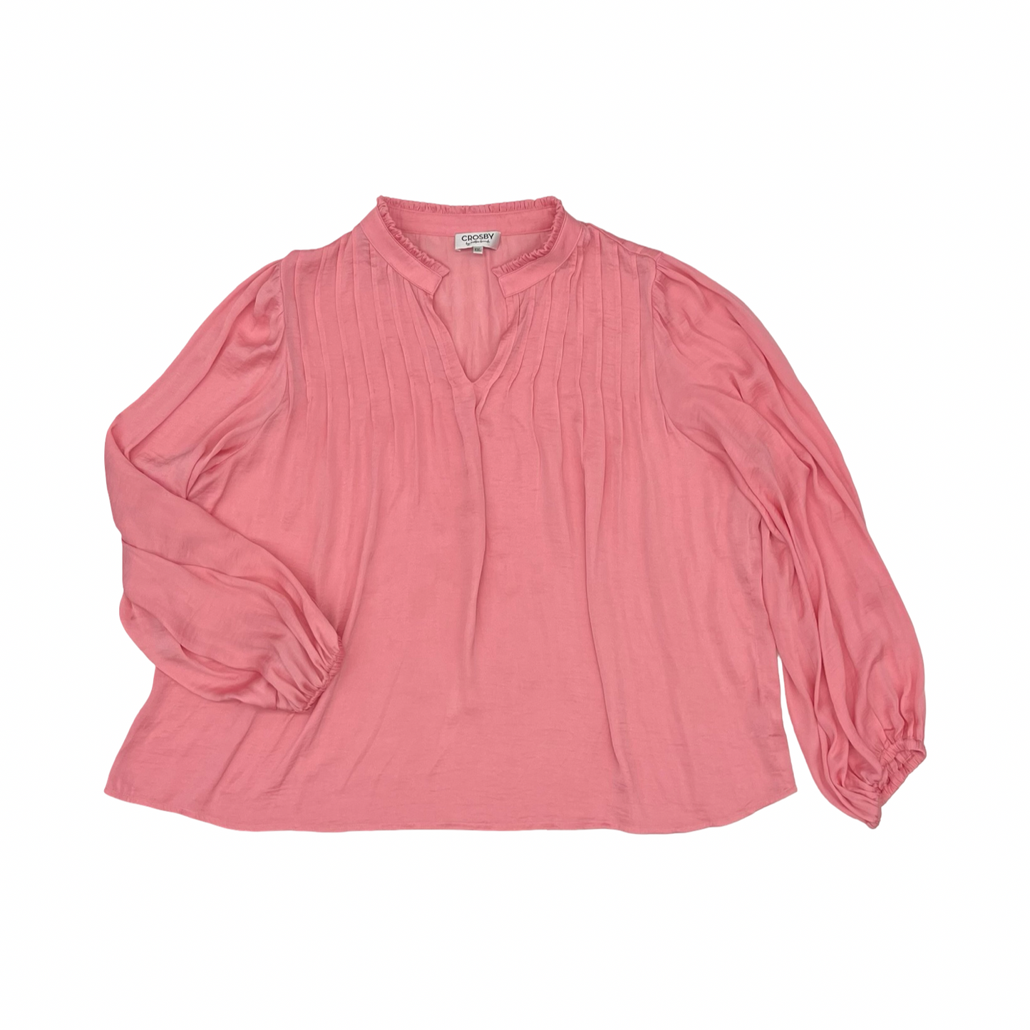 Blouse Ls By Crosby In Pink, Size:Xxl