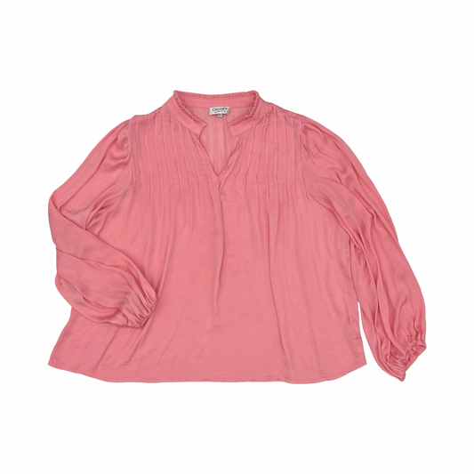 Blouse Ls By Crosby In Pink, Size:Xxl