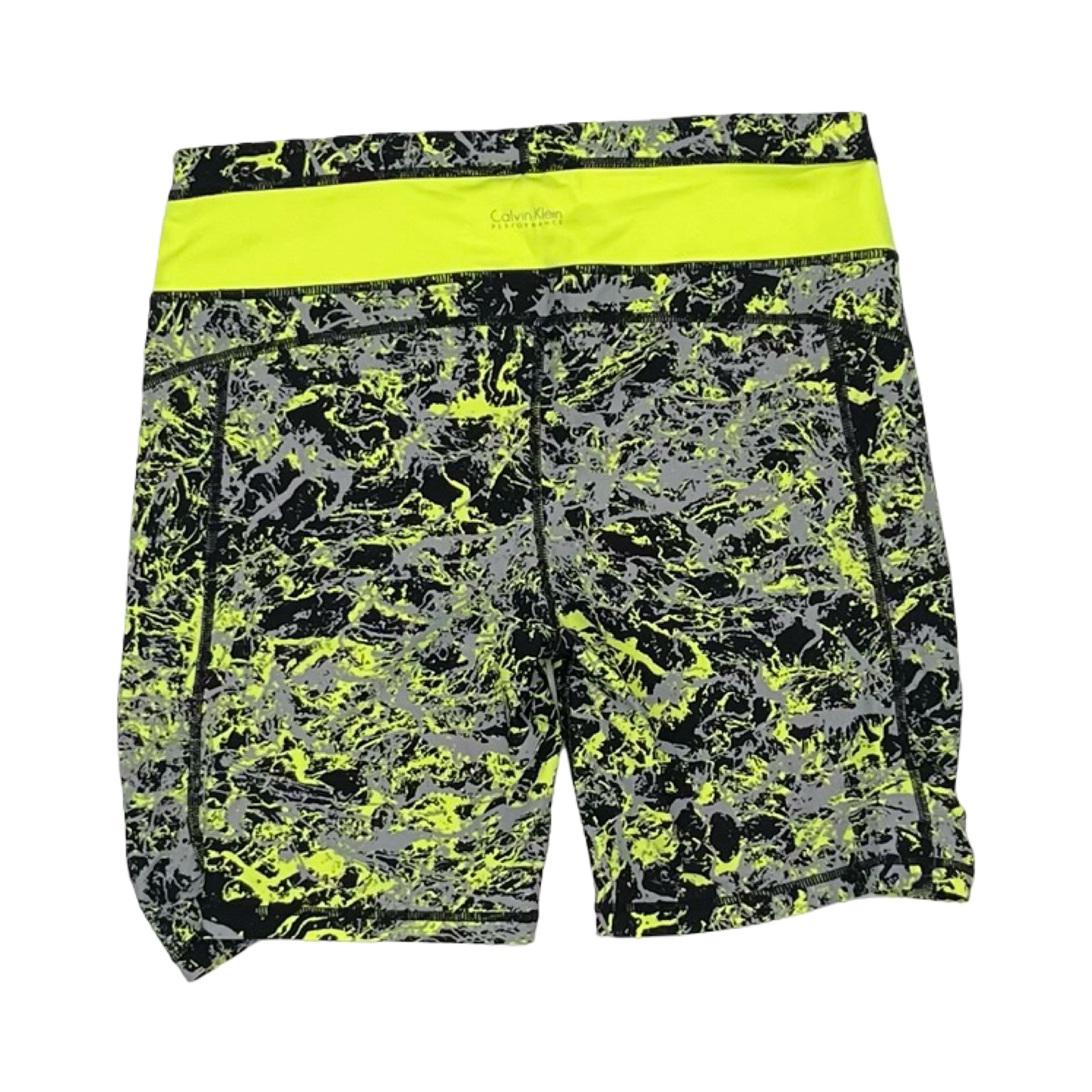 Athletic Shorts By Calvin Klein Performance In Black & Yellow, Size:M