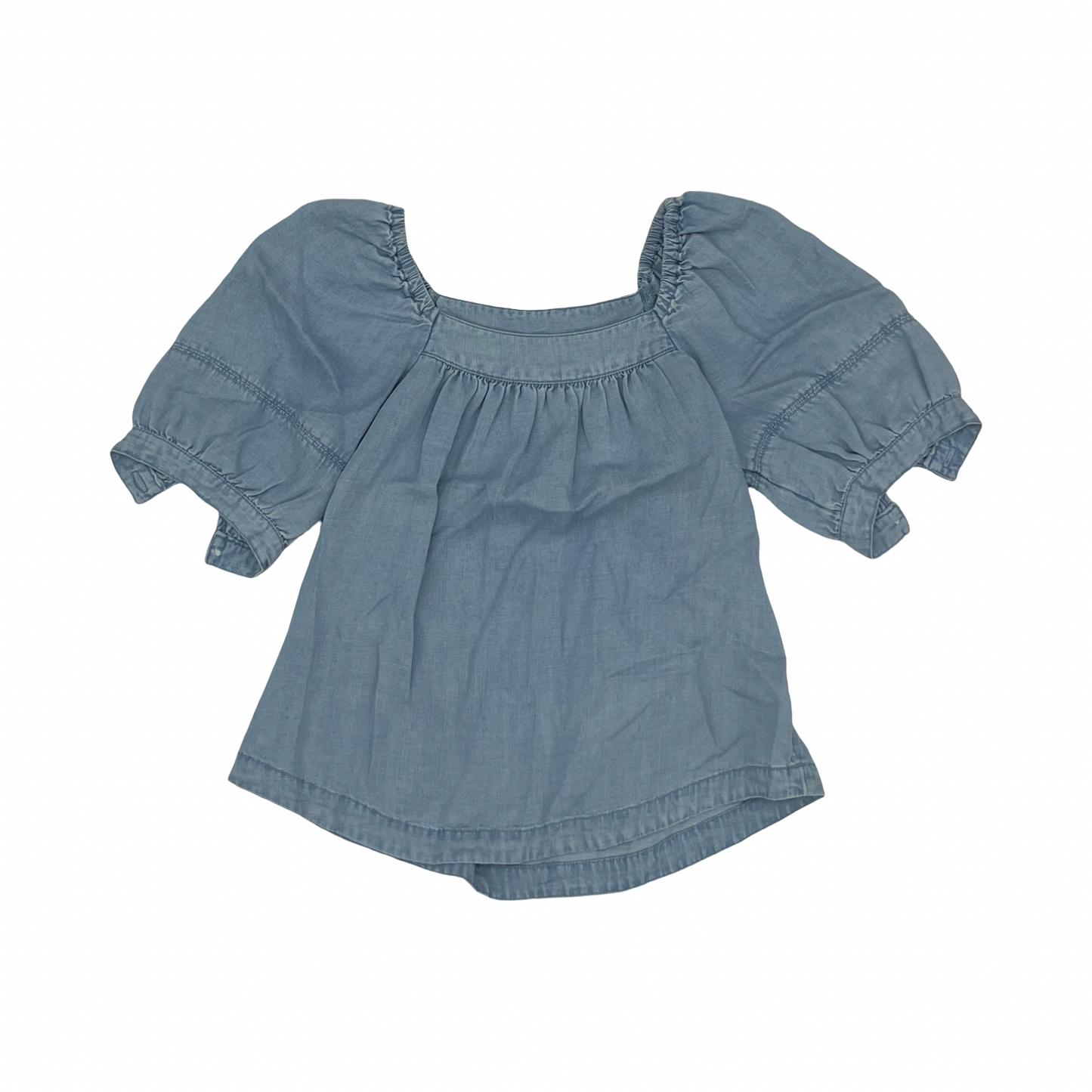 Blouse Ss By Loft In Blue Denim, Size:Xxsp