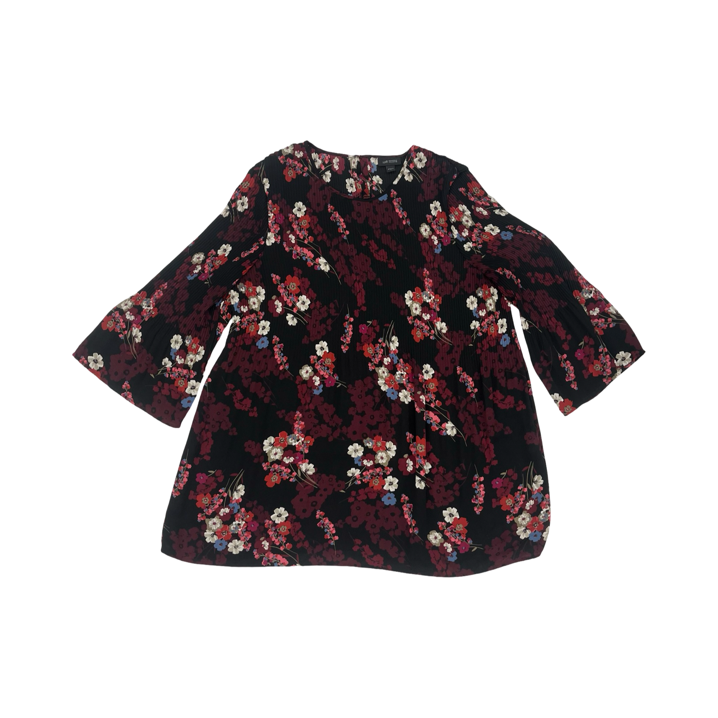 Blouse 3/4 Sleeve By J. Jill In Black & Red, Size:L