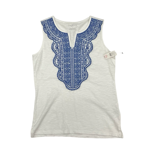 Top Sleeveless By Talbots In Blue & White, Size:Sp