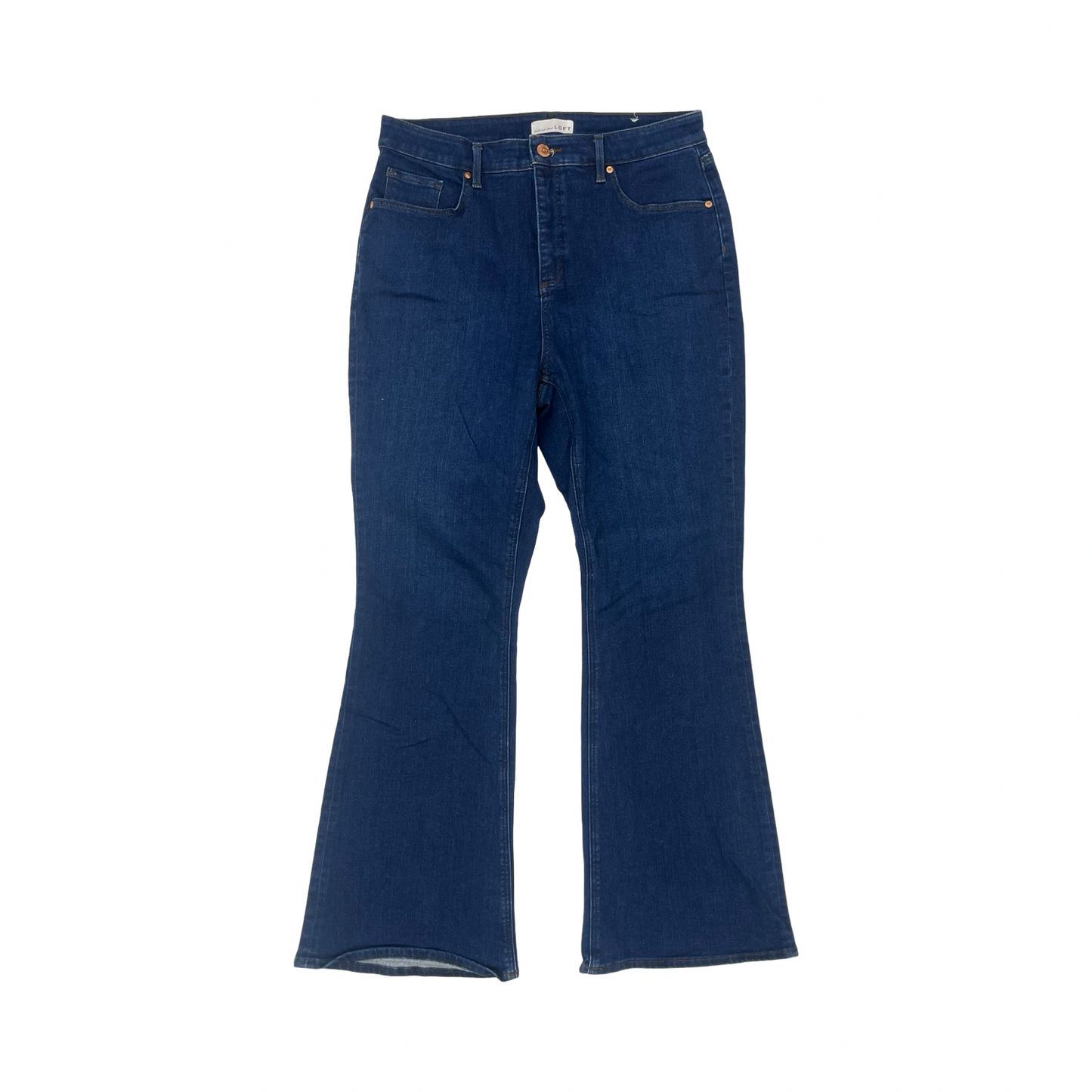 Jeans Flared By Loft In Blue Denim, Size:14