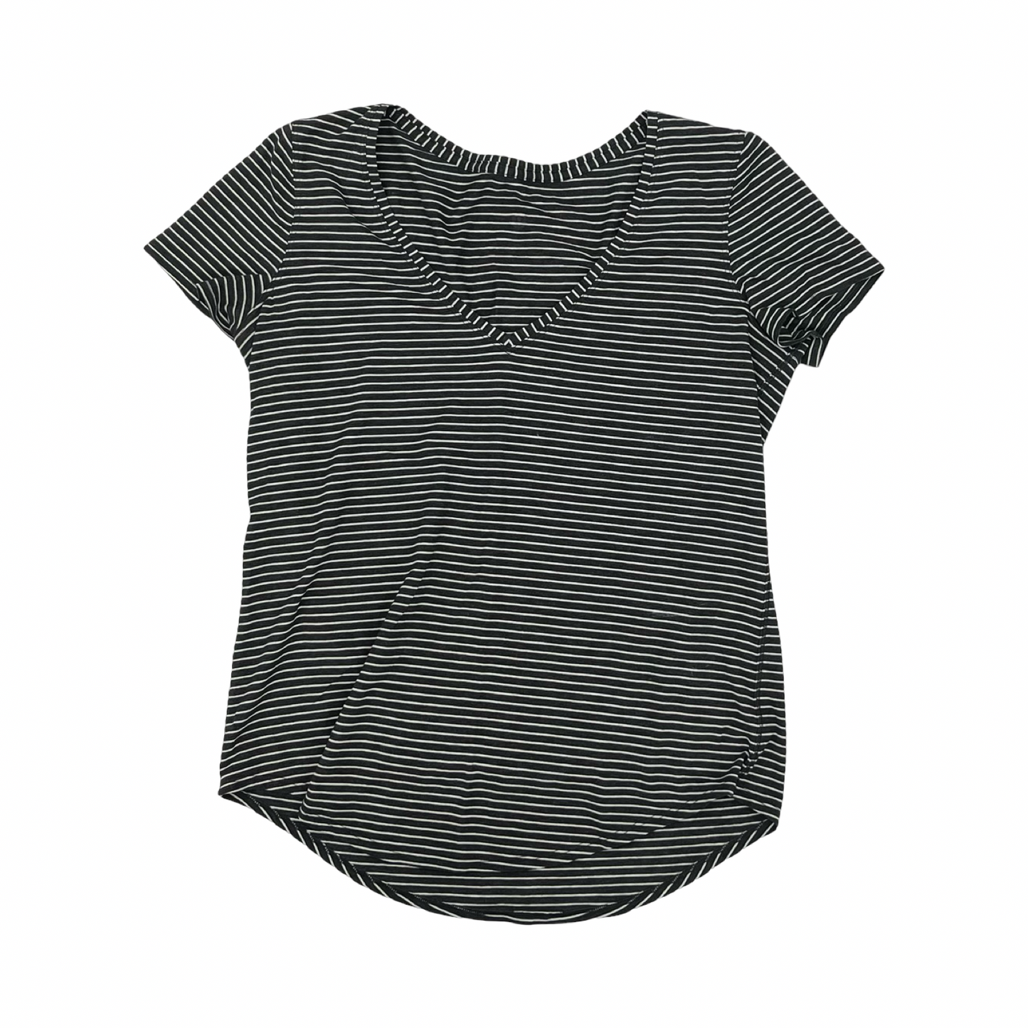 Athletic Top Ss By Lululemon In Grey & White, Size:M