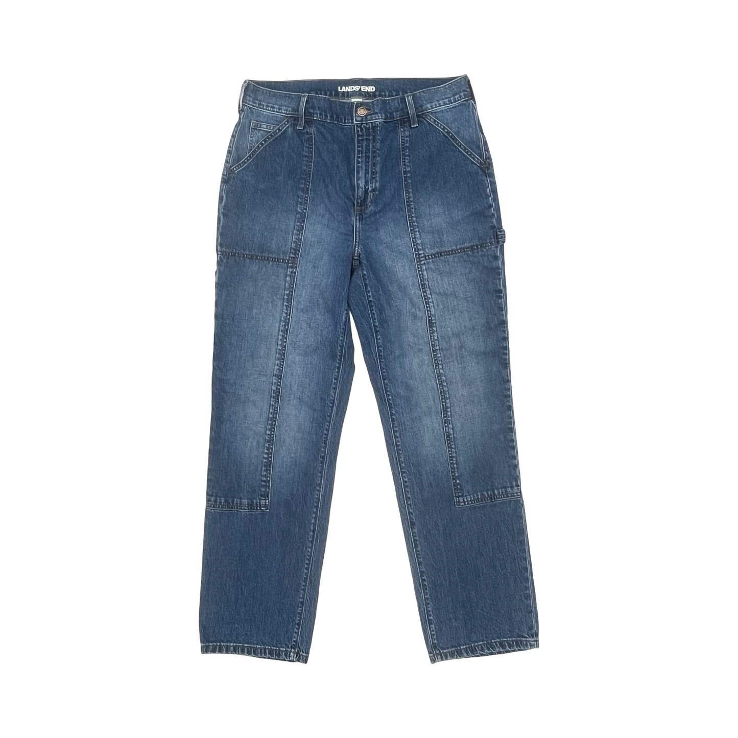Jeans Straight By Lands End In Blue Denim, Size:16