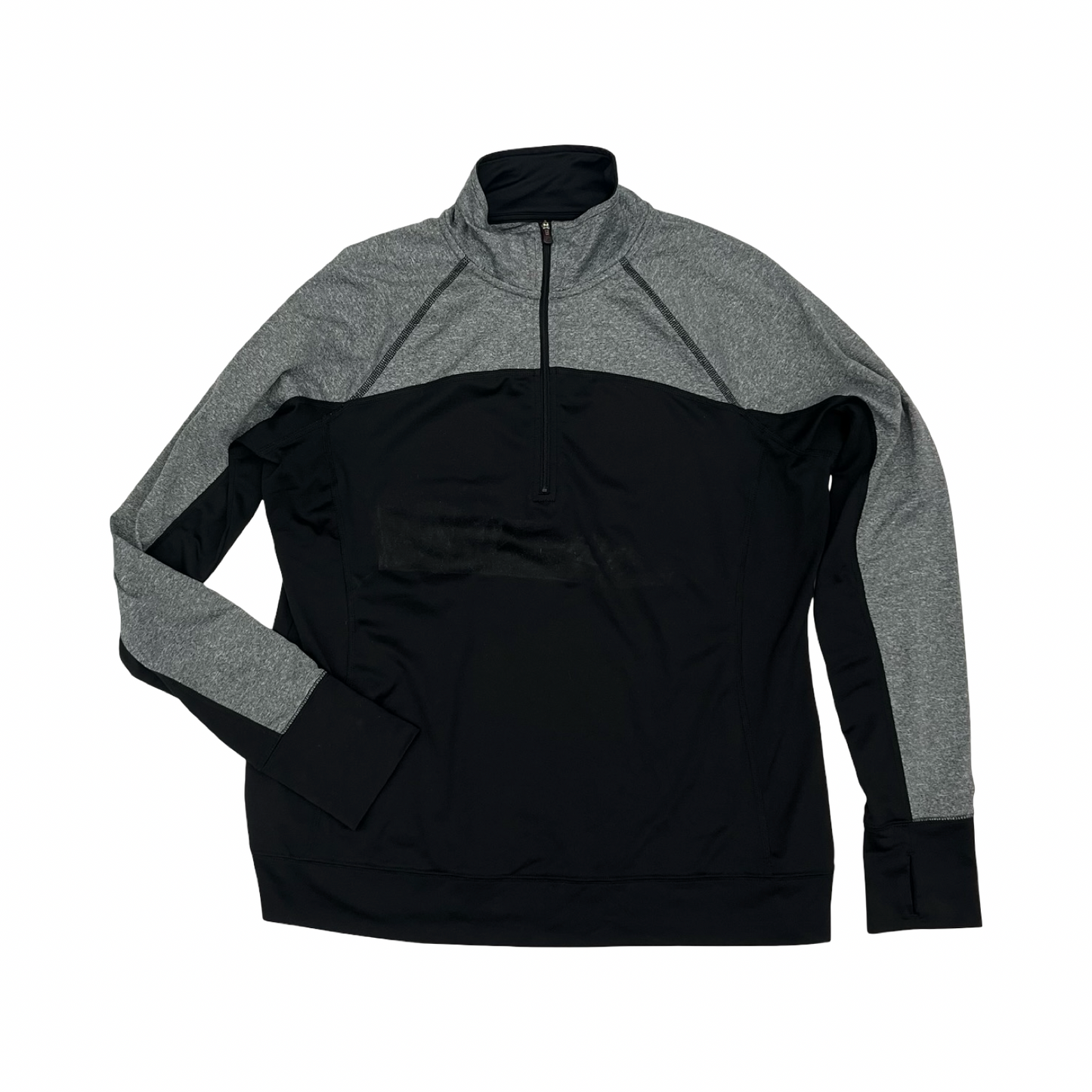 Athletic Top Ls Collar By Tek Gear In Black & Grey, Size:Xl