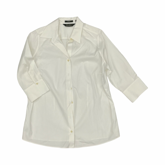 Blouse 3/4 Sleeve By Eddie Bauer In White, Size:1X