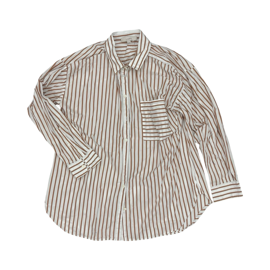 Blouse Ls By Loft In Striped Pattern, Size:Xl