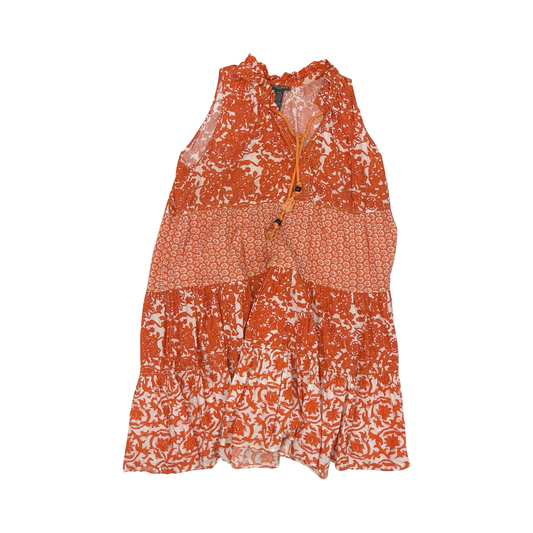 Dress Casual Midi By Chelsea And Theodore In Orange & White, Size:1X