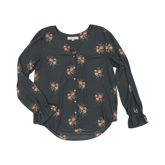 Blouse Ls By Loft In Grey, Size:M